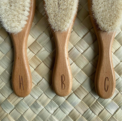 Natural Baby Hair Brush with initialled handle (A-Z)